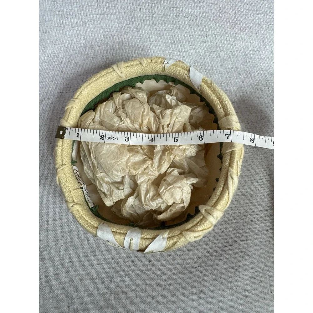 Vintage PillBox Pill Box Hat Flowers Frank Jelleff Amy‎ New York DC Cream Beige
